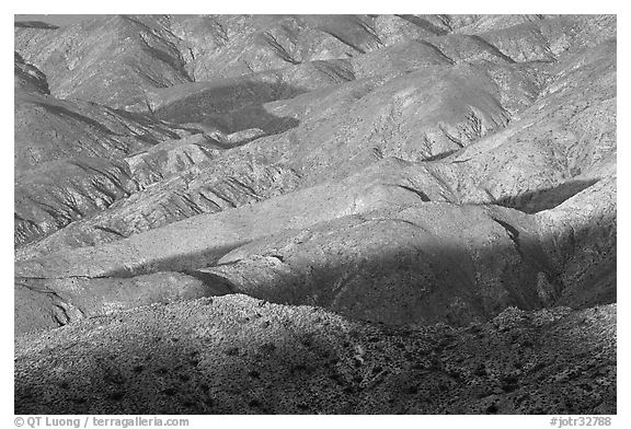 Eroded hills below Keys View, early morning. Joshua Tree National Park, California, USA.