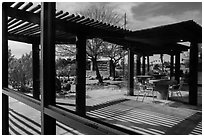 Patio, window reflexion, Joshua Tree Visitor Center. Joshua Tree National Park ( black and white)