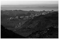 Wonderland of rocks at dusk. Joshua Tree National Park ( black and white)