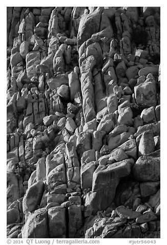 Massive boulder pile, Indian Cove. Joshua Tree National Park (black and white)