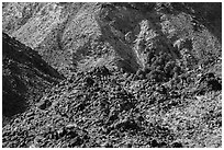 Craggy desert mountain slopes with oasis. Joshua Tree National Park ( black and white)