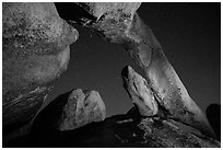 Arch Rock and starry sky. Joshua Tree National Park ( black and white)