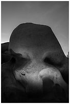 Skull Rock lighted at night. Joshua Tree National Park ( black and white)