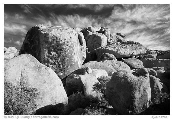 Boulder outcrop. Joshua Tree National Park (black and white)