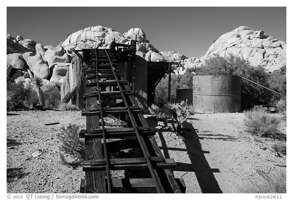 Wall Street Mill. Joshua Tree National Park (black and white)