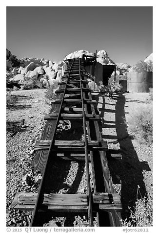 Ruined Wall Street Mill. Joshua Tree National Park (black and white)