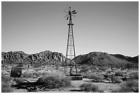 Windmill near Wall Street Mill. Joshua Tree National Park ( black and white)