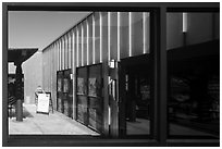 Joshua Tree Visitor Center window reflexion. Joshua Tree National Park ( black and white)