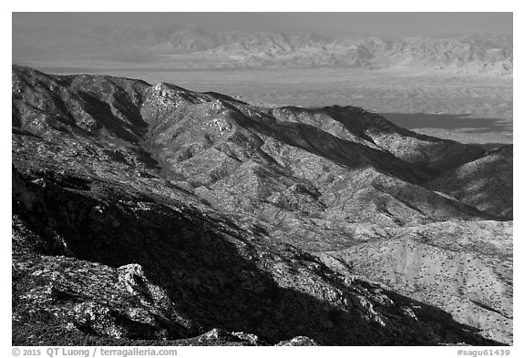 Ricon Mountain ridges. Saguaro National Park (black and white)