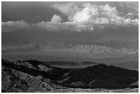 Desert mountains and afternoon clouds, Rincon Mountain District. Saguaro National Park ( black and white)