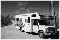 RV, Bajada Loop Drive. Saguaro National Park ( black and white)
