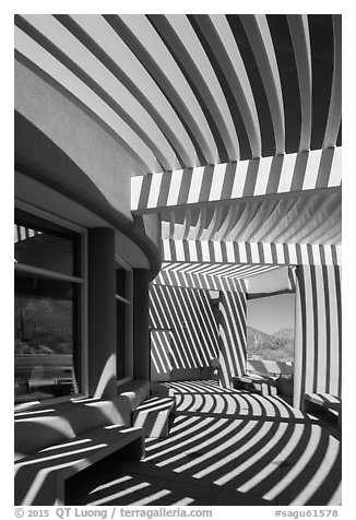 Red Hills Visitor Center and shadows. Saguaro National Park (black and white)