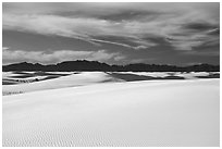 Gypsum dunes and Andres Mountains. White Sands National Park ( black and white)