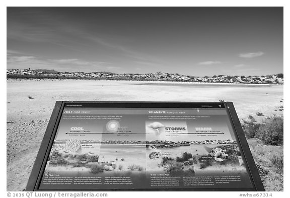 Just add water interpretive sign. White Sands National Park (black and white)