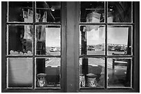 Window reflexion, Visitor Center. White Sands National Park ( black and white)