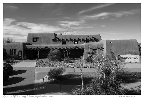 Visitor Center. White Sands National Park (black and white)