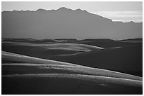 Dune ridges and Andres Mountains. White Sands National Park ( black and white)