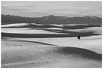 Couple hiking on dunes. White Sands National Park ( black and white)