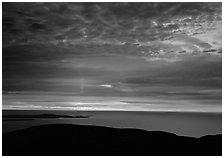 Clouds and Atlantic Ocean from Mt Cadillac at sunrise. Acadia National Park ( black and white)