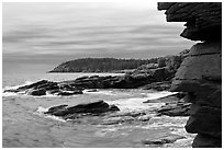 Granite seacliffs near Thunder Hole, highest on Atlantic Coast. Acadia National Park ( black and white)