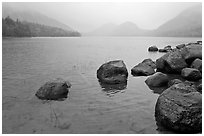 Jordan Pond on misty morning. Acadia National Park ( black and white)