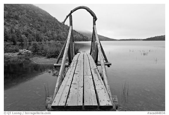 Footbridge, Jordan Pond. Acadia National Park (black and white)