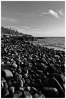 Round bouders, low tide coastline, Schoodic Peninsula. Acadia National Park ( black and white)