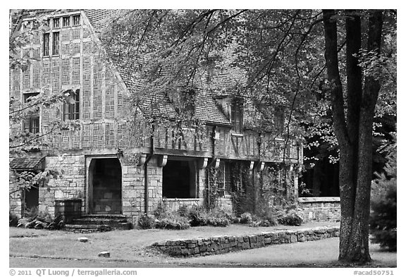 Carriage road gatehouse. Acadia National Park (black and white)