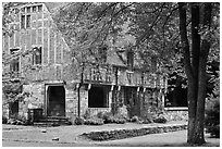 Carriage road gatehouse. Acadia National Park, Maine, USA. (black and white)