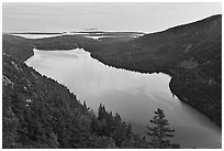 Jordan Pond from above, sunset. Acadia National Park ( black and white)