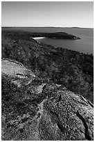 Granite slab and Sand Beach from Gorham Mountain. Acadia National Park ( black and white)