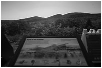 Signs of the Seasons interpretive sign. Acadia National Park ( black and white)