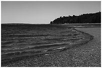 Gravel bar to Bar Harbor Island. Acadia National Park ( black and white)