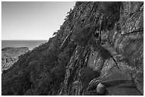 Hikers on Precipice Trail. Acadia National Park ( black and white)