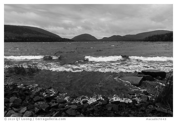 Waves on Eagle Lake. Acadia National Park (black and white)