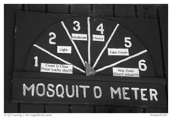 Mosquito Meter in old visitor center. Congaree National Park (black and white)
