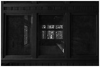 Harry Hampton Visitor Center window. Congaree National Park ( black and white)
