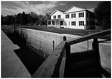 Lock and Canal visitor center. Cuyahoga Valley National Park, Ohio, USA. (black and white)