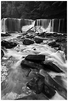 Tinkers Creek and Great Falls, high flow, Bedford Reservation. Cuyahoga Valley National Park ( black and white)
