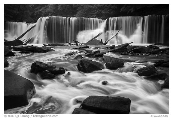 Great Falls, high flow, Bedford Reservation. Cuyahoga Valley National Park (black and white)