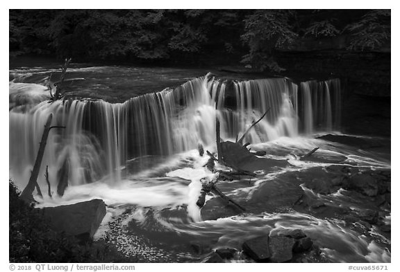 Great Falls of Tinkers Creek from above, Bedford Reservation. Cuyahoga Valley National Park (black and white)