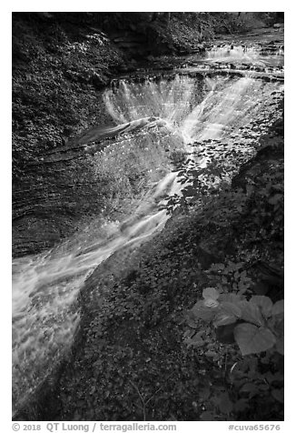 Bridal Veil Falls, high flow, Bedford Reservation. Cuyahoga Valley National Park (black and white)