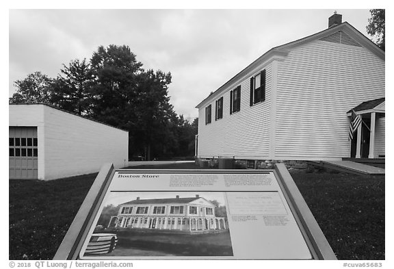 Boston Store interpretive sign. Cuyahoga Valley National Park (black and white)