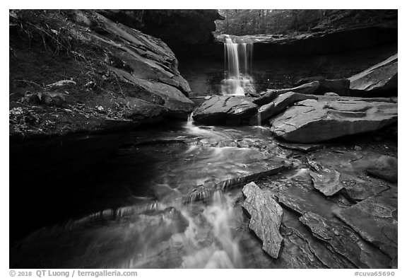 Blue Hen Falls from the bottom. Cuyahoga Valley National Park (black and white)