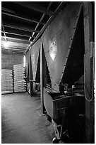 Grain distributor in Wilson feed mill. Cuyahoga Valley National Park, Ohio, USA. (black and white)