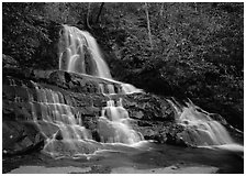 Laurel Falls, Tennessee. Great Smoky Mountains National Park, USA. (black and white)