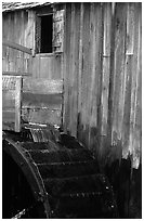 Water flowing on the wheel of mill, Cades Cove, Tennessee. Great Smoky Mountains National Park, USA. (black and white)