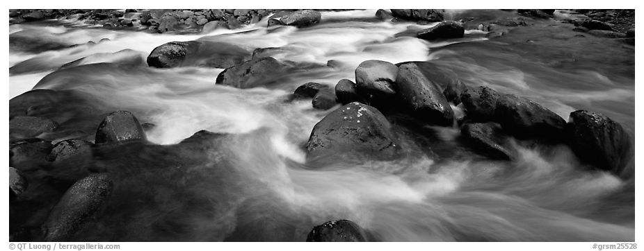Boulders in river. Great Smoky Mountains National Park (black and white)
