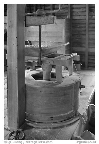 Grist stone, Mingus Mill, North Carolina. Great Smoky Mountains National Park, USA.