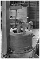 Grist stone, Mingus Mill, North Carolina. Great Smoky Mountains National Park ( black and white)